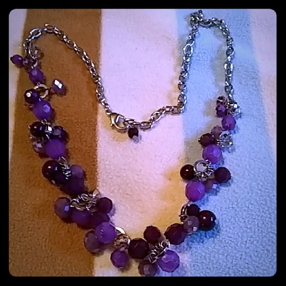 Purple and black brad necklace
